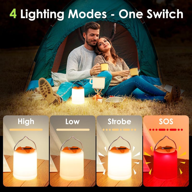 BOBKID LED Camping Lantern, Rechargeable Camping Light, 4 Modes Outdoor Flashlights Lanterns with 1000LM, Water Resistant Portable Emergency Camp Light for Hurricane Hiking Survival Kits - Orange - Image 4